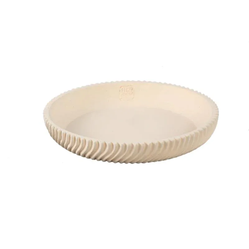 Dekoschale – Runde Form, Linienmuster Design, Creme Oberfläche, Zement Material, M – Lianna | PTMD