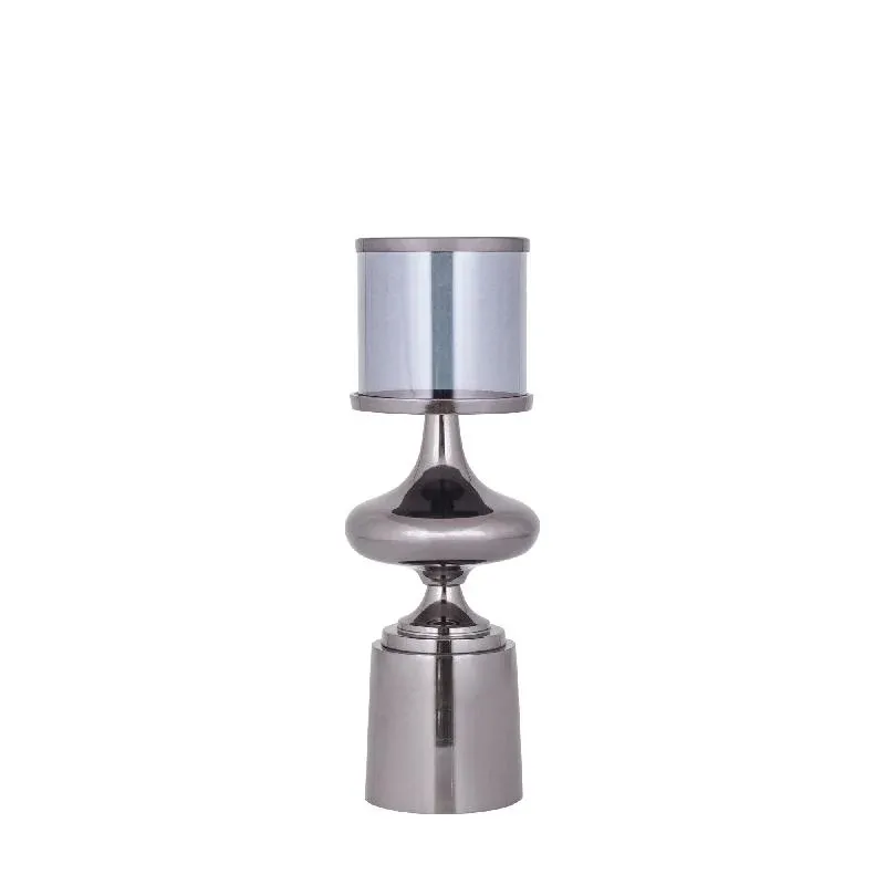 Windlicht – Aluminium Rahmen, Glas Zylinder, Schwarze Farbgebung, S – Uvira | PTMD