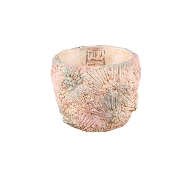 Blumentopf - Runder Zement, Muschelmuster, Hellblau, S – Allisha | PTMD