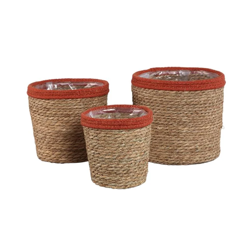 Korb – Rostfarbenes Rattan, Gerader Rand, Runde Form – Leavy | PTMD