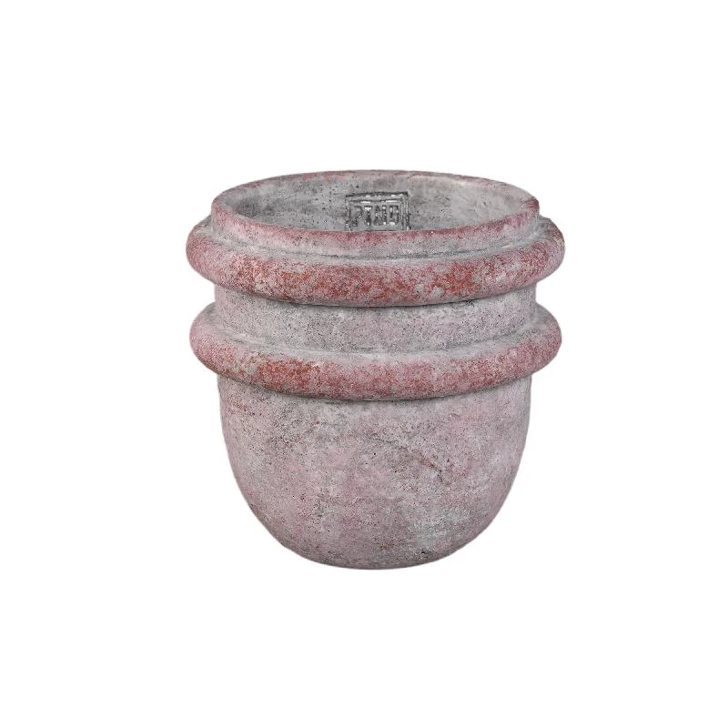 Topf – Doppelte Kante, Zement Material, Runde Form, Rosa, L - Almeda | PTMD