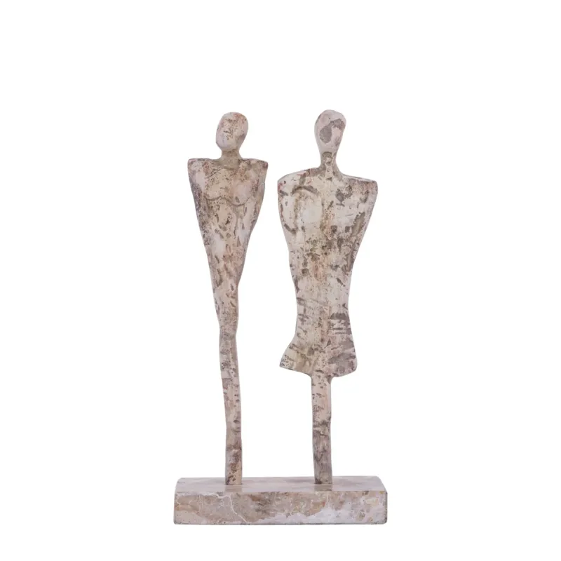 Statue – Paar Design, Aluminium Material, Beige, Marmor Basis – Darriel | PTMD