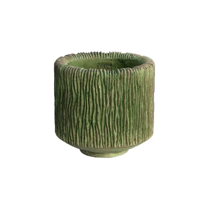 Topf – Streifen Design, Zement Material, Runde Form, XL - Jacyln | PTMD