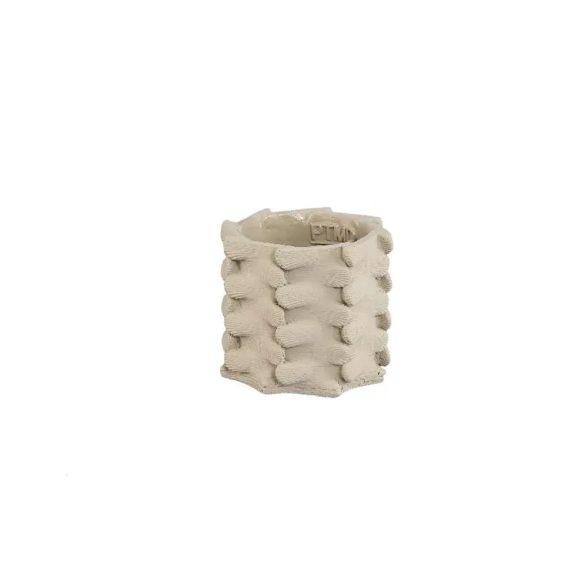 Topf– Beige Farbe, Dreidimensionales Erweiterungs Design, Zement Material, S – Norma | PTMD
