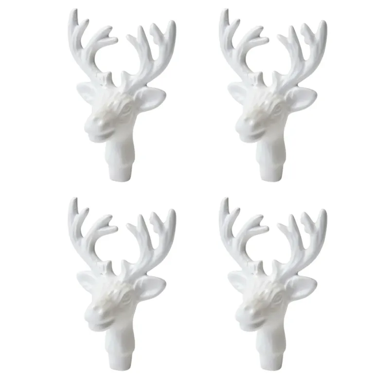 4er Set Kerzenstecker Hirsch Weiß Metall Stabkerzen Verzierung Kerzenpiekser