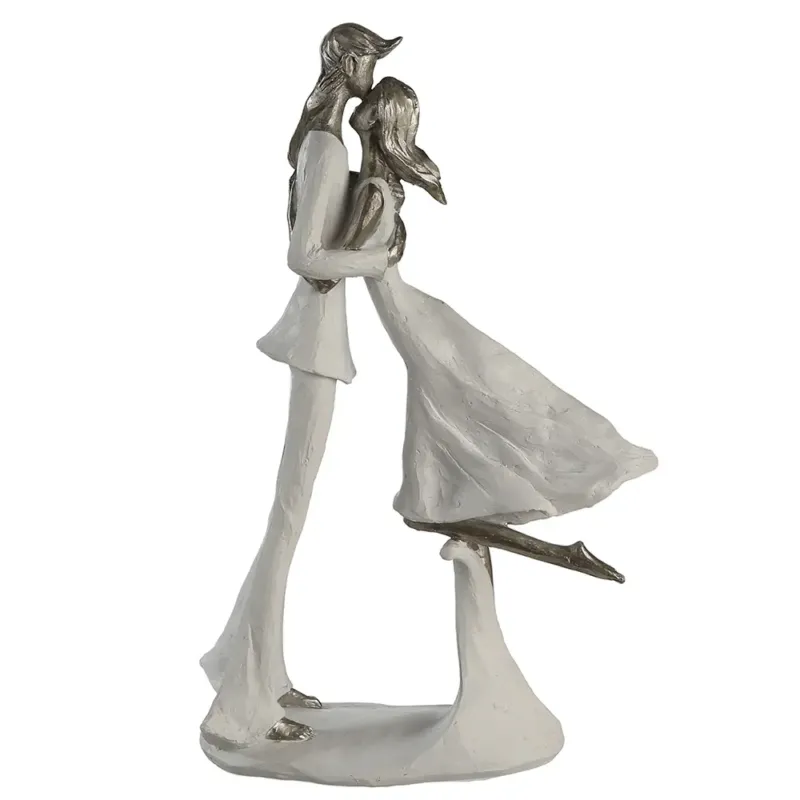 Skulptur – Mattes Kunstharz, Strukturierte Oberfläche, Paarmotiv, 32 cm - Hold me | Gilde