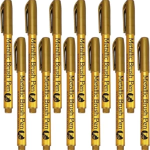 Guangna 550B 12pcs Metallic Brush Craftwork Marker Pens Gold