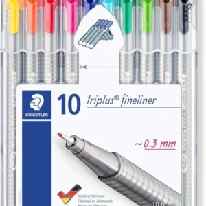 STAEDTLER Triangular Pen,Fineliner Triplus,334 SB10 0.3 mm,10 Colors