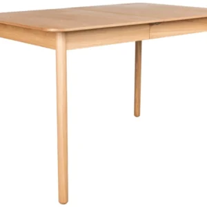 Esstisch GLIMPS von ZUIVER 120 x 80 ausziehbar, Gesamtansicht mit rechteckiger Platte in Natur.