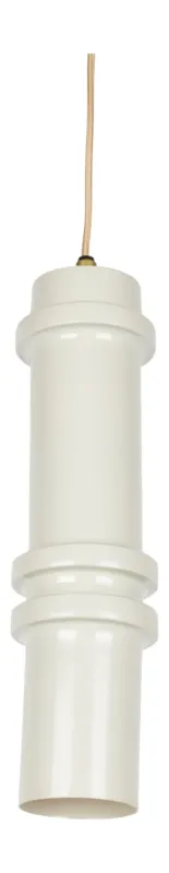 Pendelleuchte Duct L in Grau mit zylindrischer Form und Holzaufhängung, Gesamtansicht.