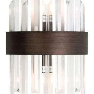 Wandlampe Avan Bronze Gesamtansicht mit vertikal angeordneten Glaselementen und bronze-farbigem Metallband.