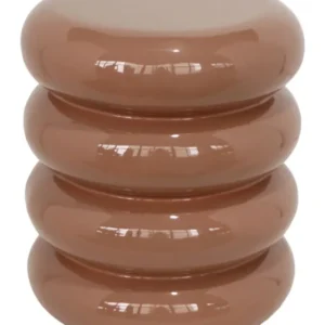 Beistelltisch Indie mocha mousse in Gesamtansicht mit stapelbaren, abgerundeten Elementen in glänzendem Braun.