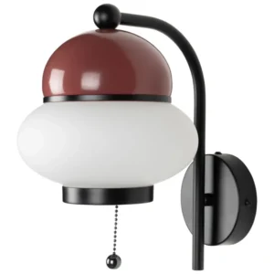 Wandlampe Bumble Rot mit Milchglas-Schirm und E27-Fassung von Zuiver