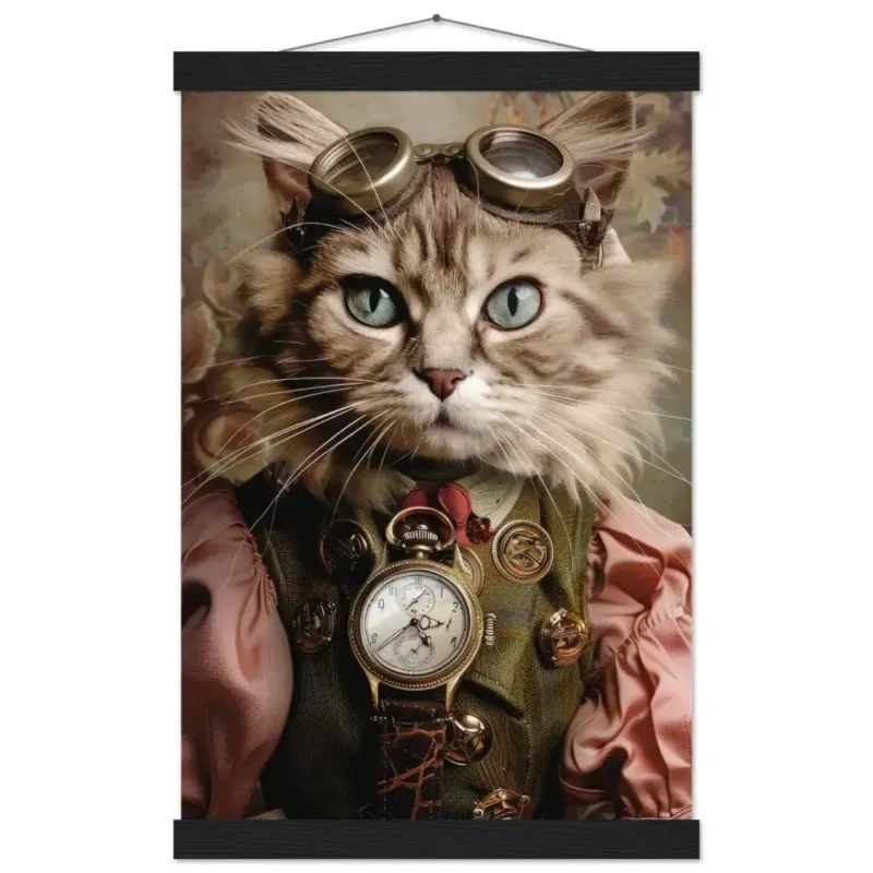 Schulposter – Ocicat Katze, Steampunk-Outfit, Brille | St Tropez Art