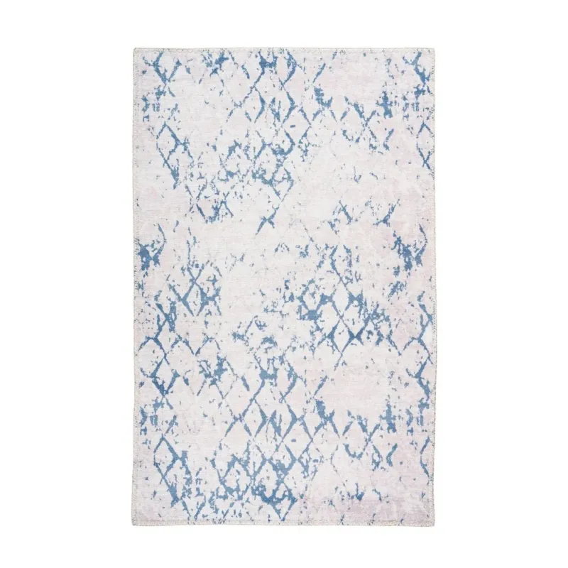 Teppich – Vintage Muster, Blaues Printdesign, Flachflor Design, 160 x 230 cm - Person 425 | Kayoom