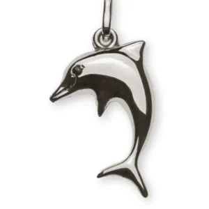 Anhänger Delfin Weissgold 750 mit Saphiraugen