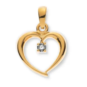 Anhänger Herz Gelbgold 750 Brillant poliert