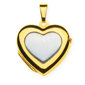 Anhänger Medaillon Herz Bicolor 750 mit satiniertem Inlet