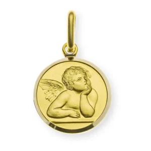 Anhänger Medaille Engel Gelbgold 750 12mm