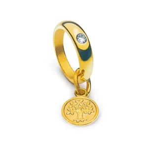 Anhänger Lebensbaum Medaille Gelbgold 750 Brillant 0.03 ct.