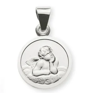 Anhänger Medaille Engel Weissgold 750 10mm