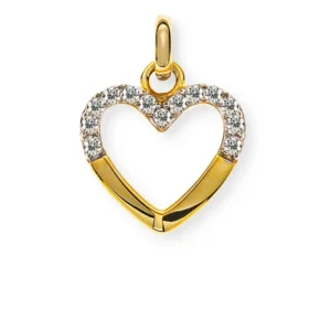 Anhänger Herz halboffen Gelbgold 375 mit 14 Zirkonia weiss
