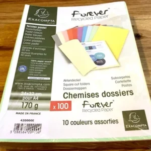 Aktendeckel in 100er-Großpackung in 10 Farben aus Recyclingpapier von Exacompta