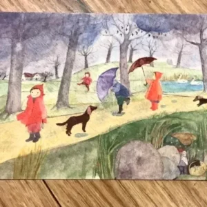 Postkarte Im Regen spazieren (Schnurverlag)