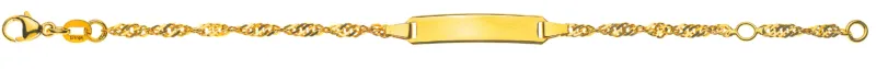 Armband Singapur mit rechteckiger Gravurplatte lang Gelbgold 375
