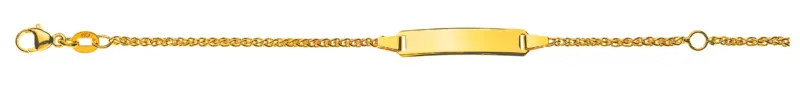 Armband Zopf mit rechteckiger Gravurplatte lang Gelbgold 375