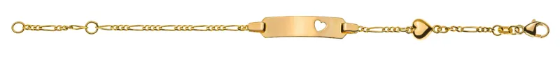Kinder Armband Figaro 3&1 Gelbgold 375 Herzmotiv