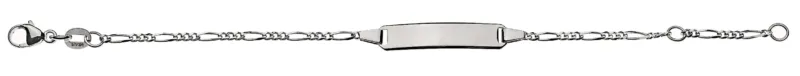 Armband Figaro 3&1 Weissgold 375 mit Gravurplatte
