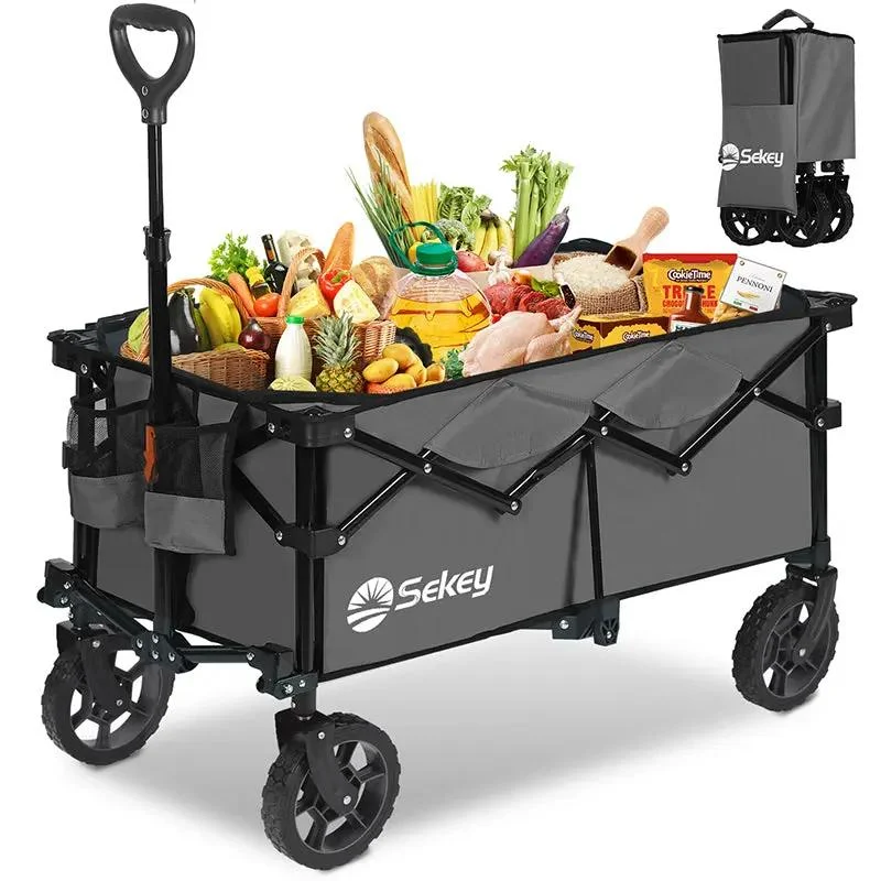 Sekey 120L /135 Faltbarer Bollerwagenmit Bremsen Handwagen Geländereifen Sekey