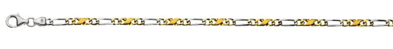 Figaro Collier Bicolor Gelb-/Weissgold 750 poliert satiniert 60cm