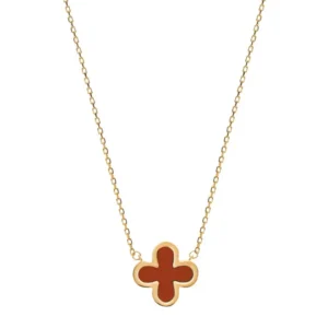 Collier Gelbgold 750 mit Karneol Anhanger 45cm