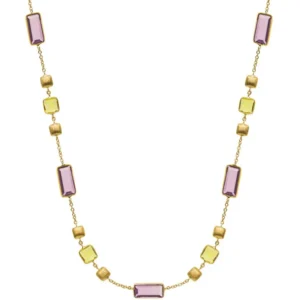 Collier Gelbgold 750 mit Amethyst & Peridot 45cm