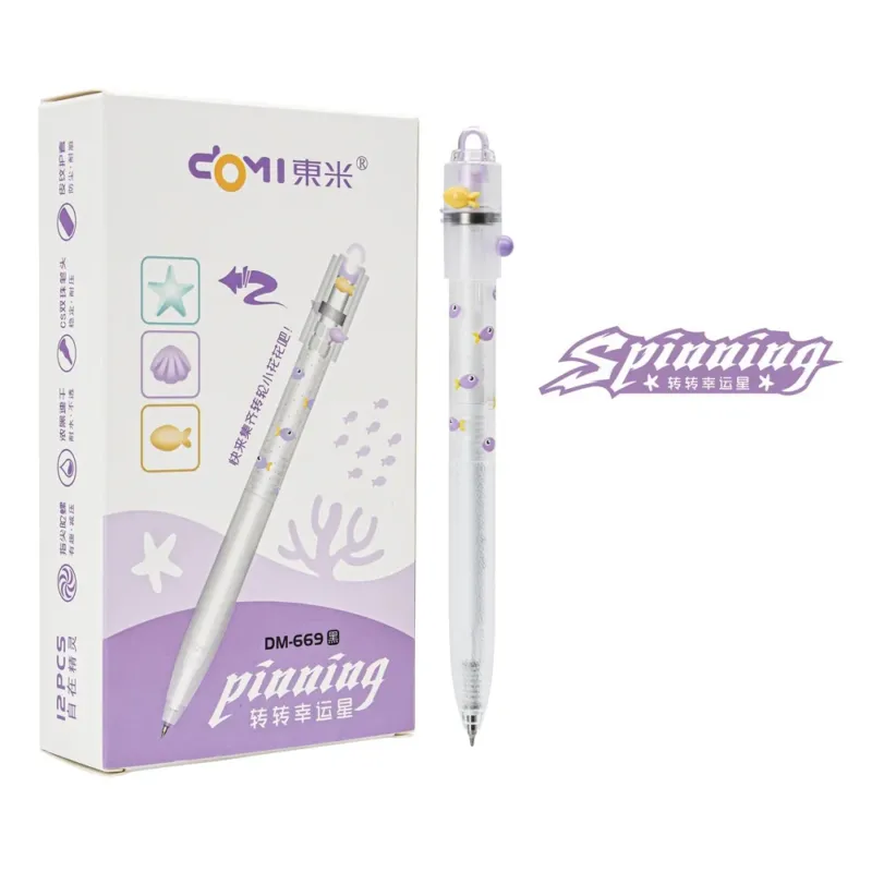 DOMI Ocean Spinning Gel Pen Stress-Relief Fidget,0.5mm Black Ink 12 Pack A