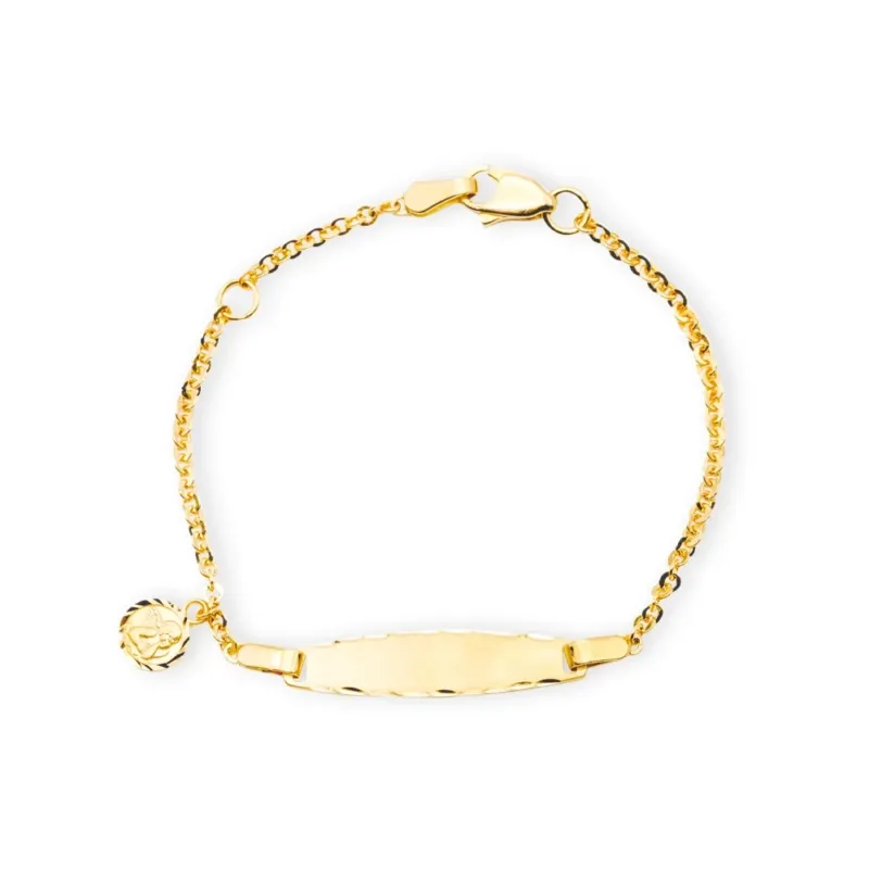 Baby Kinder Gelbgold Bracelet mit Schutzengel & Gratis Gravur - GB-489/9