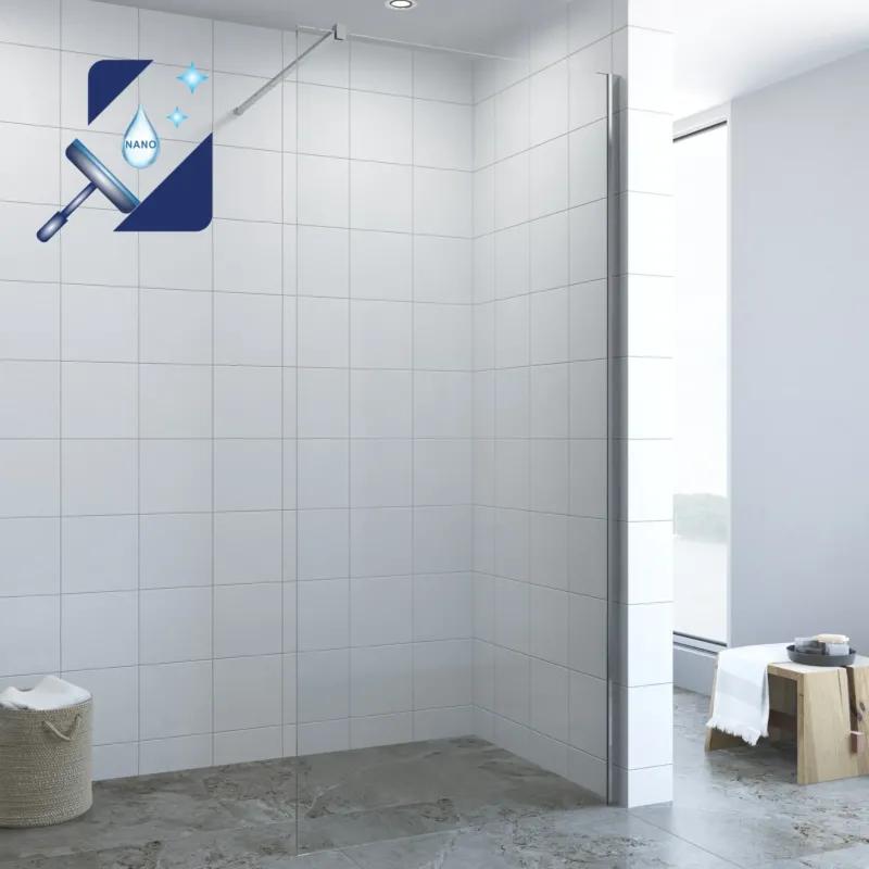 AQUABATOS GWALAS-Serie Walk In Duschwand Glas 10 mm ESG Echtglas mit Nano Beschichtung Höhe 200 cm