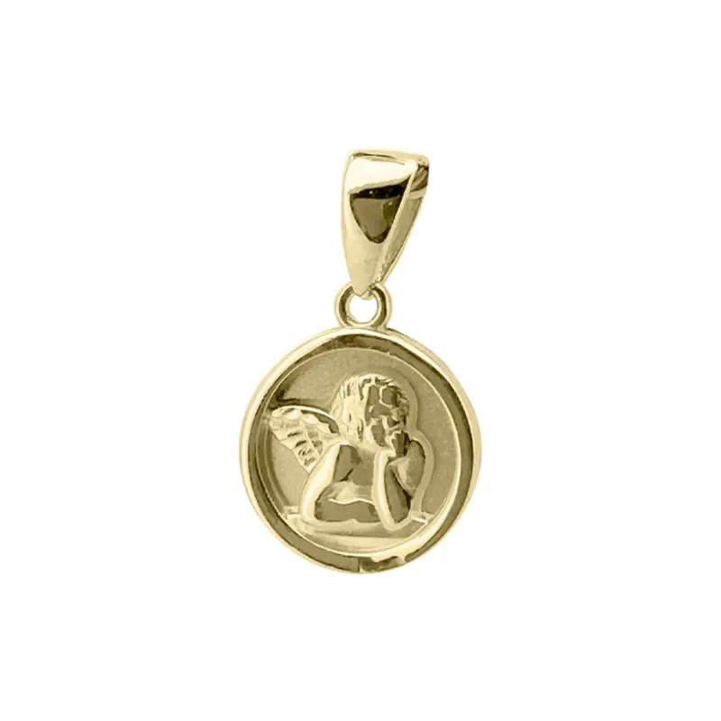 Baby Kinder Schutzengel Gelbgold Anhänger, 9/375 Karat - GA-328