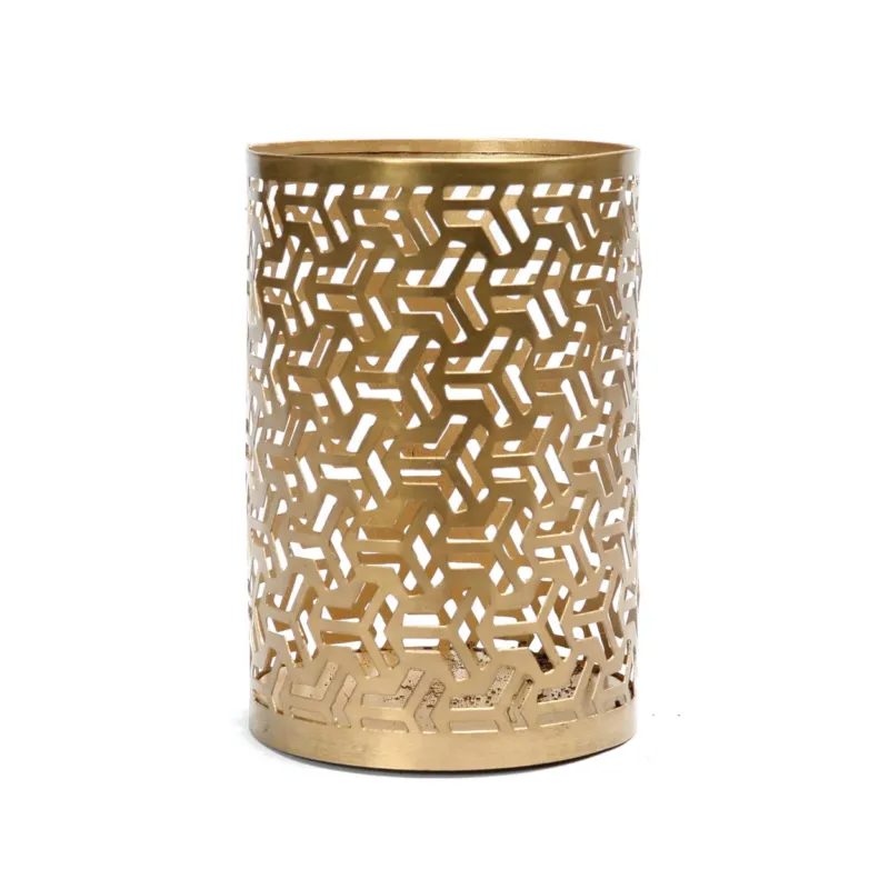 Kerzenhalter – Messingmaterial, Zickzack Design, Goldene Farbe – Hollow Zigzag | Bazar Bizar Antwerp