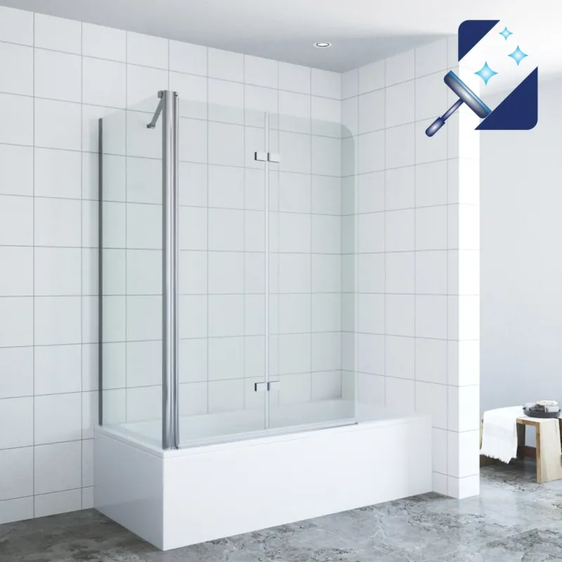 Badewannenaufsatz Seitenwand Duschwand Badewanne aus 5 mm Echtglas mit Nano Beschichtung