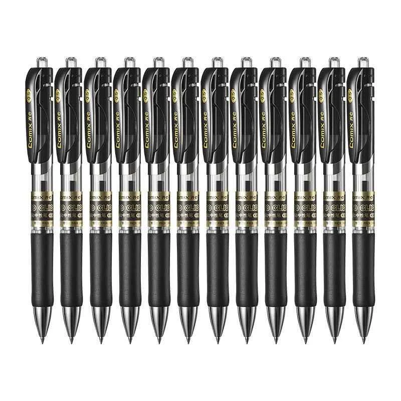 Comix K3511,Retractable Gel Ink Pens,Fine Point (0.5mm),12 Count Black