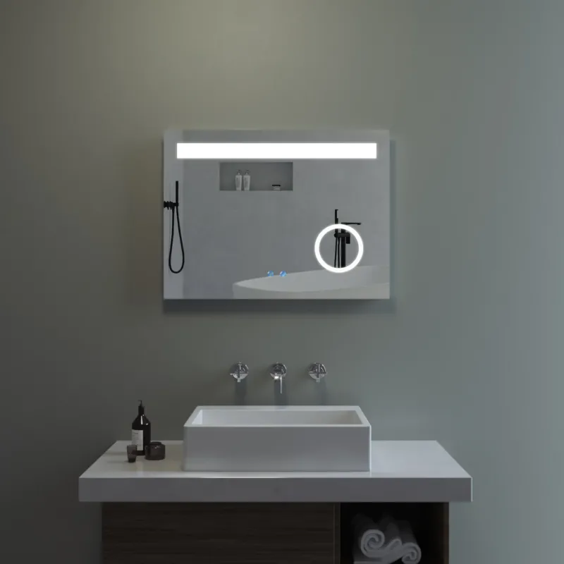Badezimmerspiegel mit LED Licht Kosmetikspiegel 80x60cm DALES Typ C | Touch Sensor Dimmbar Antibeschlag Kaltweiß 6400K Warmweiß 3000K