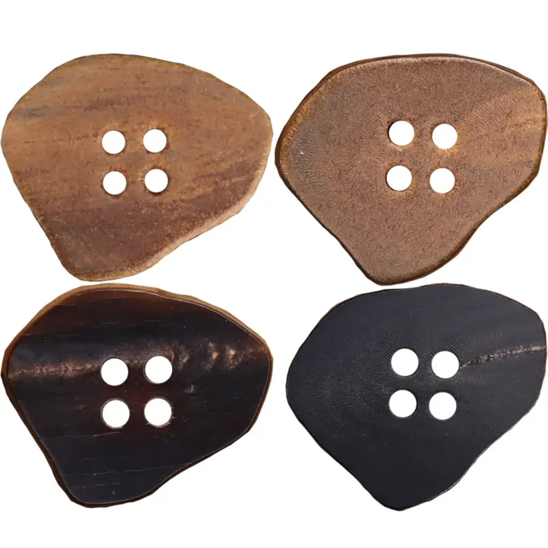 15-25mm Irregular Shaped Burned Black Coffee Horn Buttons 10pcs