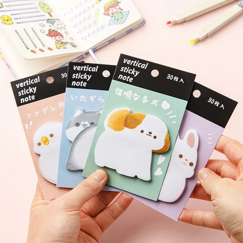 Animal Shaped Sticky Notes | Rabbit, Cat, Dog & Bird Memo Pads,12-Pack
