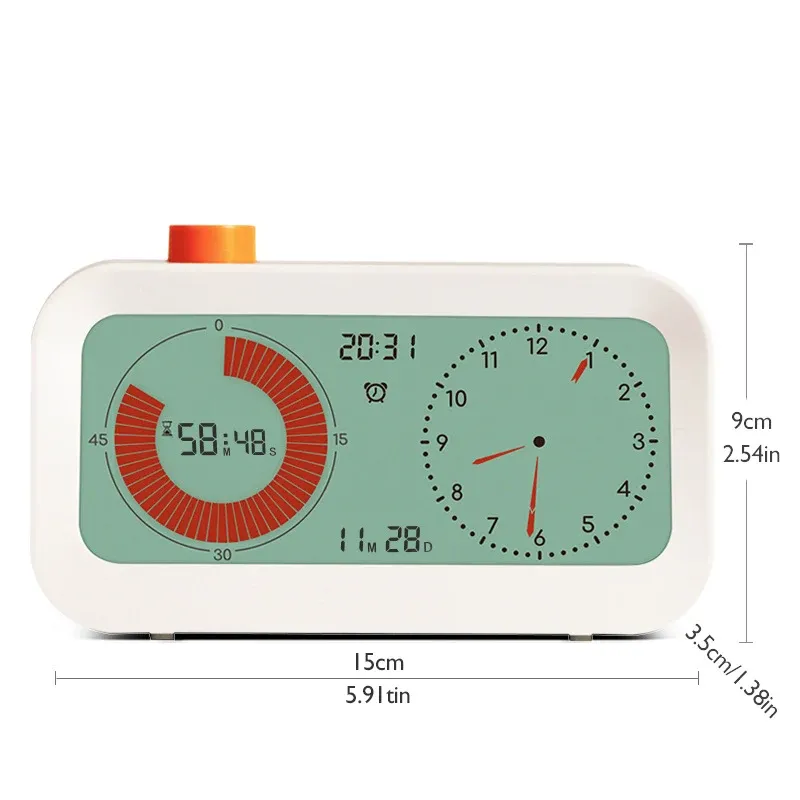 Dual Screen Desktop Alarm Clock with 60-Minute Digital Countdown Timer