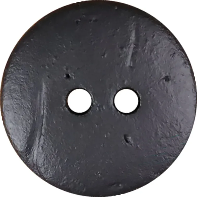 Black Coconut Shell Round 2-Hole Fine Buttons – American Vintage Style – Set of 30