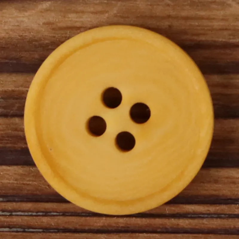 Colorful Natural Nut Round 4-Hole Matte Frosted Buttons – Set of 20 Yellow