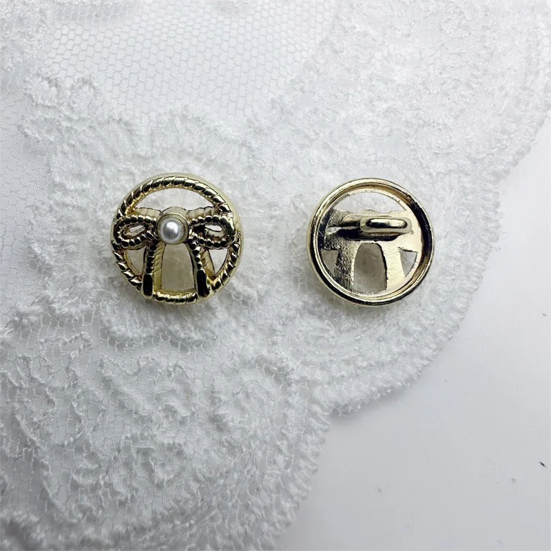 11.5MM Gold/Silver French Vintage Metal Hollow Bow Shirt Buttons 30pcs 30pcs Gold